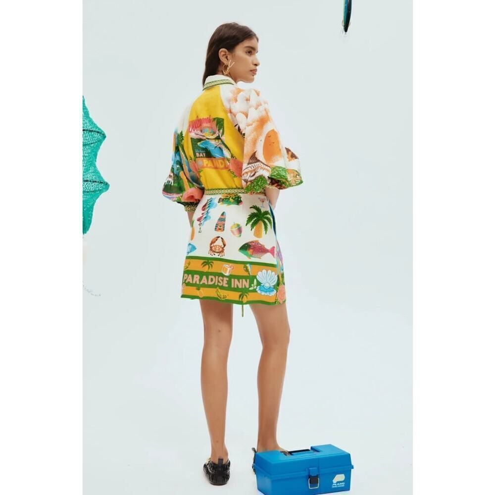 ALEMAIS Paradiso Printed Linen Mini Dress AU6/US2 - Picture 5 of 12